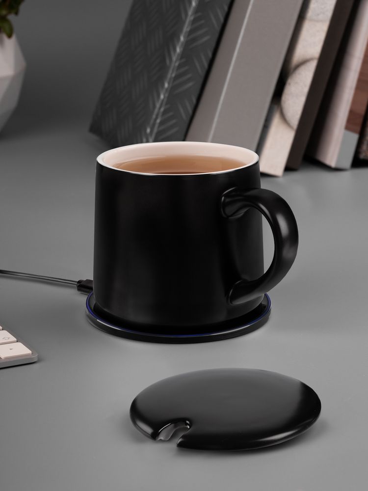 Кружка с подогревом и беспроводной зарядкой Dual Base ver. 2.0 matt, черная / Миниатюра имиджевого (1000)