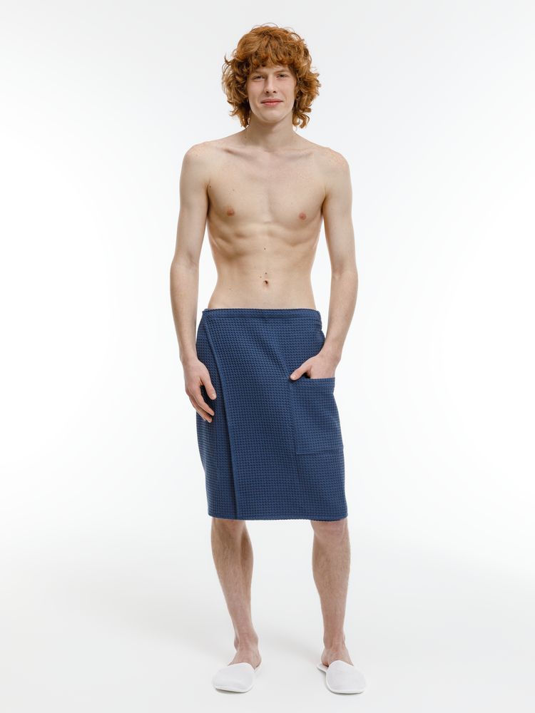 Килт вафельный мужской Onsen, темно-синий, единый размер / Миниатюра модельного (1000)