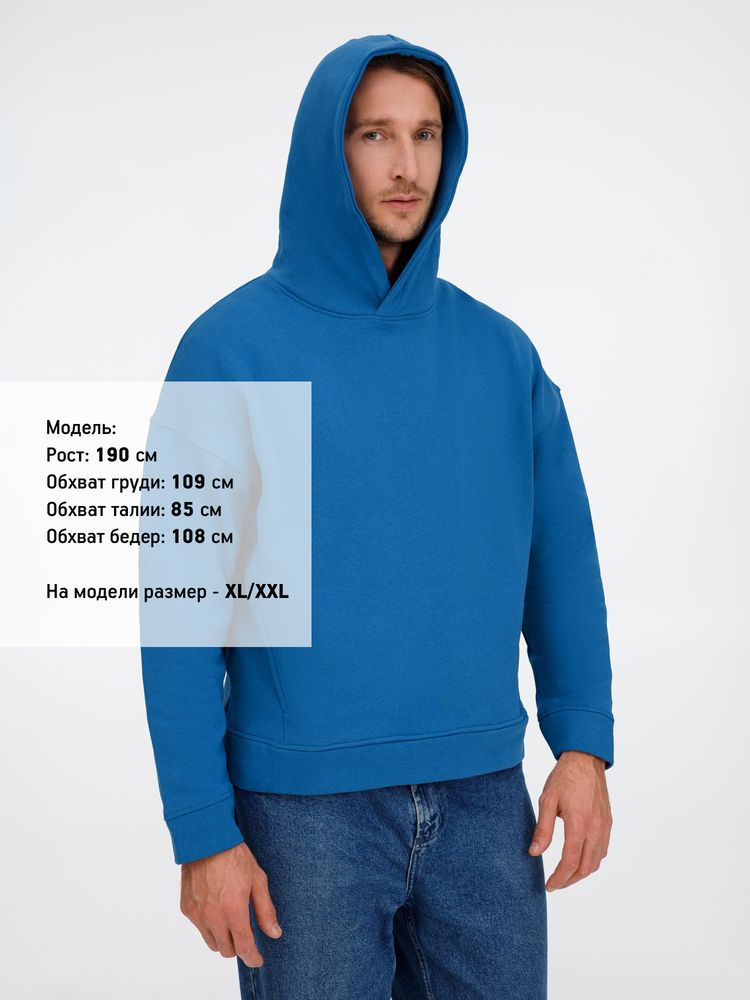 Худи оверсайз унисекс Tolla, синее (джинс) / Миниатюра модельного (1000)