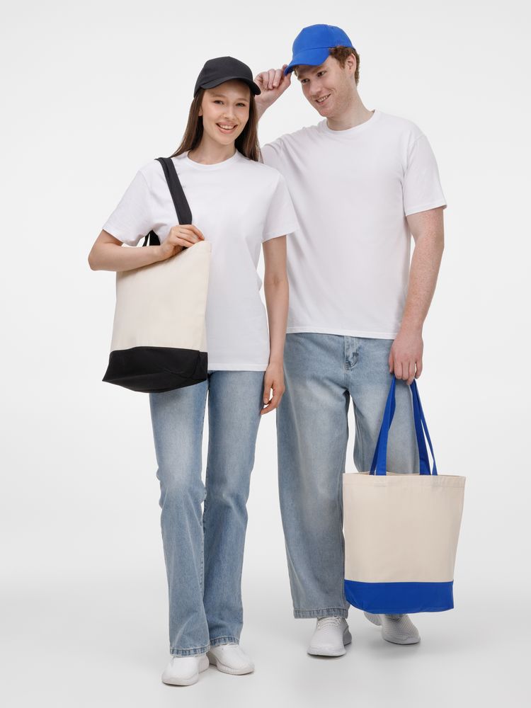 Сумка для покупок на молнии Shopaholic Zip, неокрашенная с синим / Миниатюра модельного (1000)