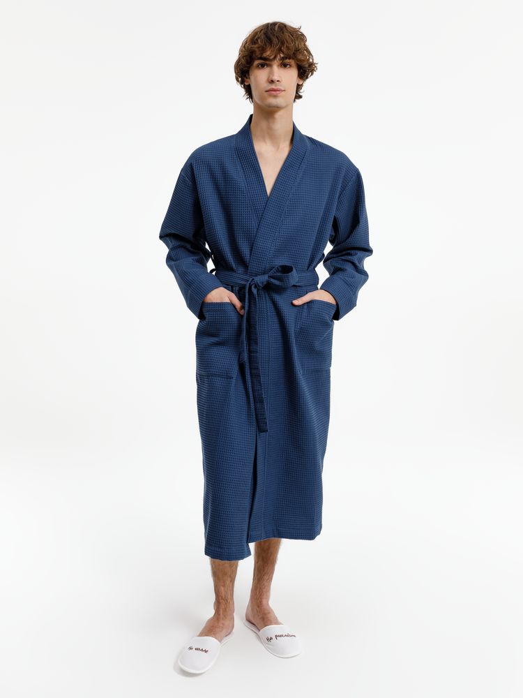 Халат вафельный Kimono, темно-синий / Миниатюра модельного (1000)