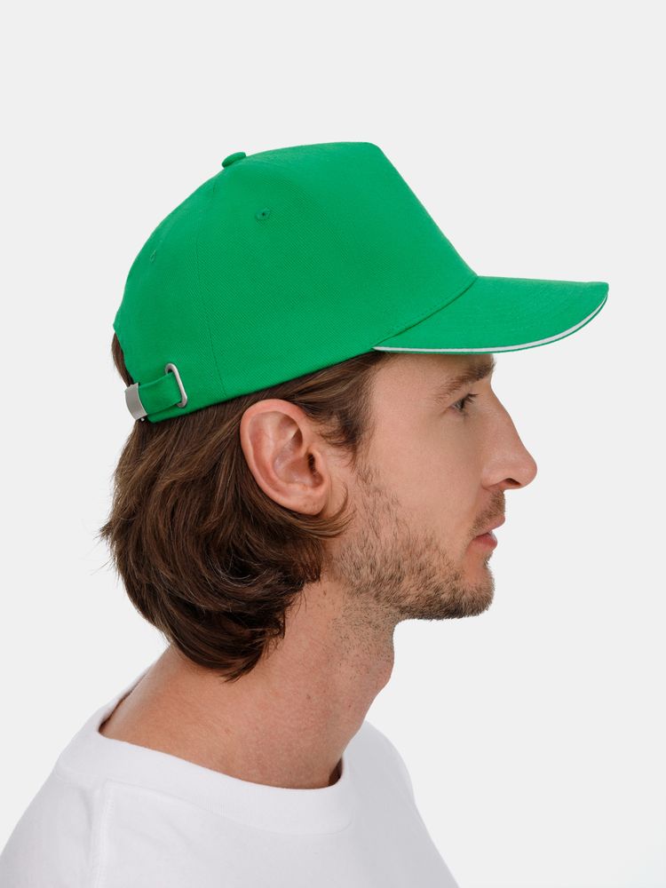 Бейсболка Long Beach, ярко-зеленая с белым / Миниатюра модельного (1000)