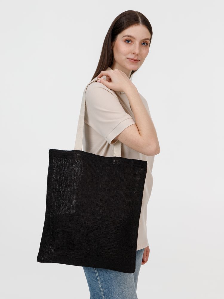 Холщовая сумка на плечо Juhu, черная / Миниатюра модельного (1000)