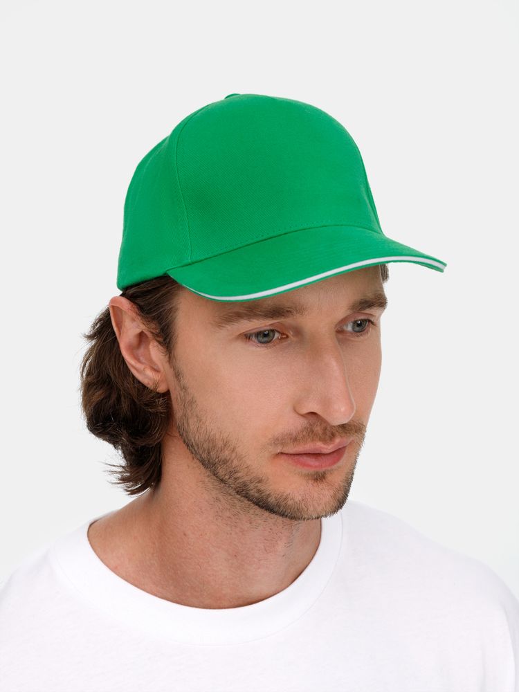 Бейсболка Long Beach, ярко-зеленая с белым / Миниатюра модельного (1000)