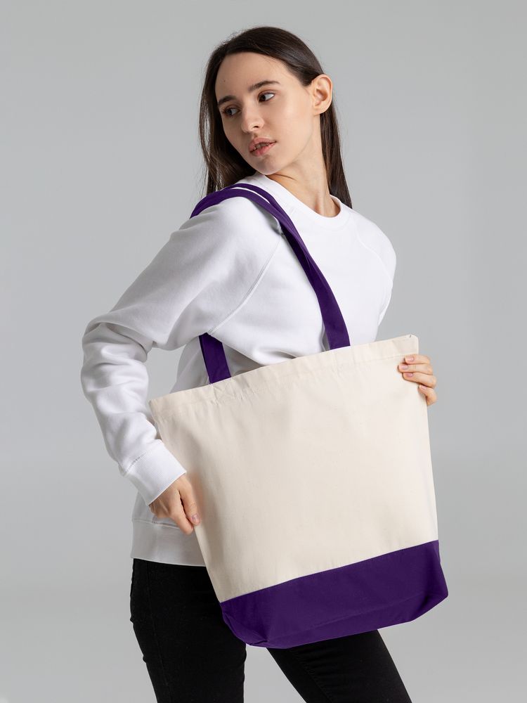 Холщовая сумка Shopaholic, фиолетовая / Миниатюра модельного (1000)