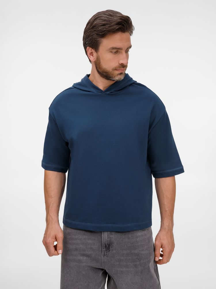 Футболка оверсай унисекс с капюшоном Neofit, темно-синяя / Миниатюра модельного (1000)