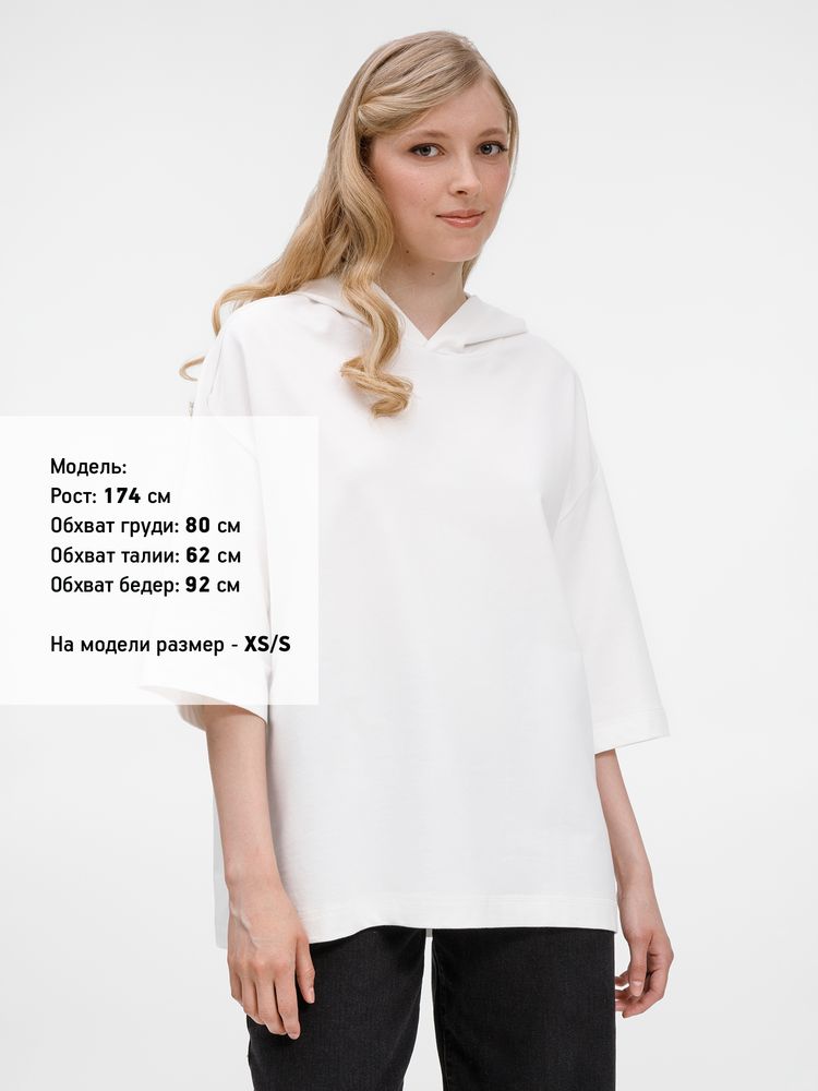 Футболка оверсайз унисекс с капюшоном Neofit, молочно-белая / Миниатюра модельного (1000)