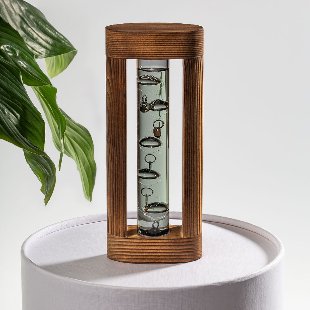 Термометр «Галилей» в деревянном корпусе, серый / Миниатюра имиджевого (1000)