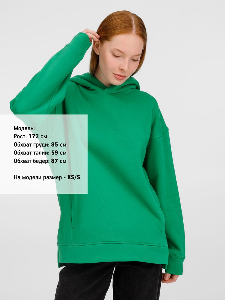 Худи оверсайз унисекс Tolla, зеленое / Миниатюра модельного (1000)