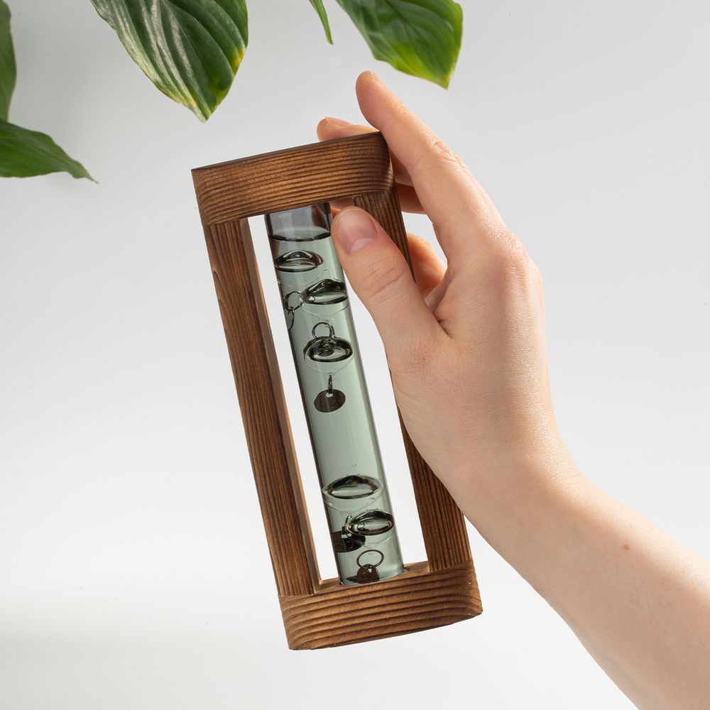 Термометр «Галилей» в деревянном корпусе, серый / Миниатюра имиджевого (1000)