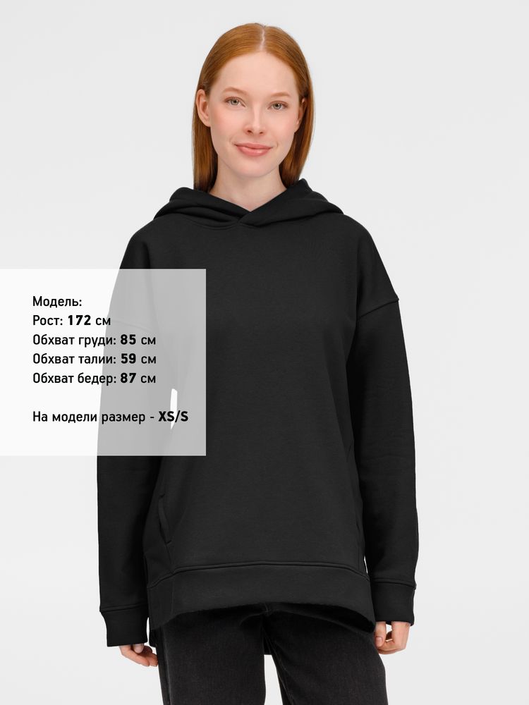 Худи оверсайз унисекс Tolla, черное / Миниатюра модельного (1000)
