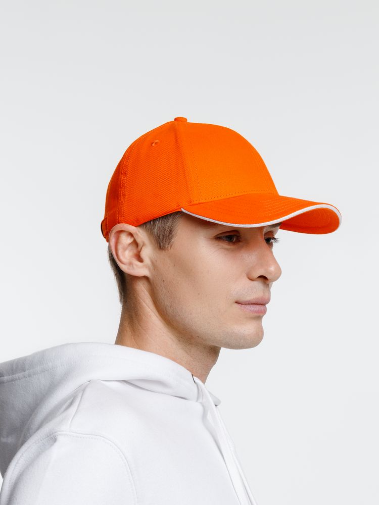 Бейсболка Spiker, оранжевая с белым / Миниатюра модельного (1000)