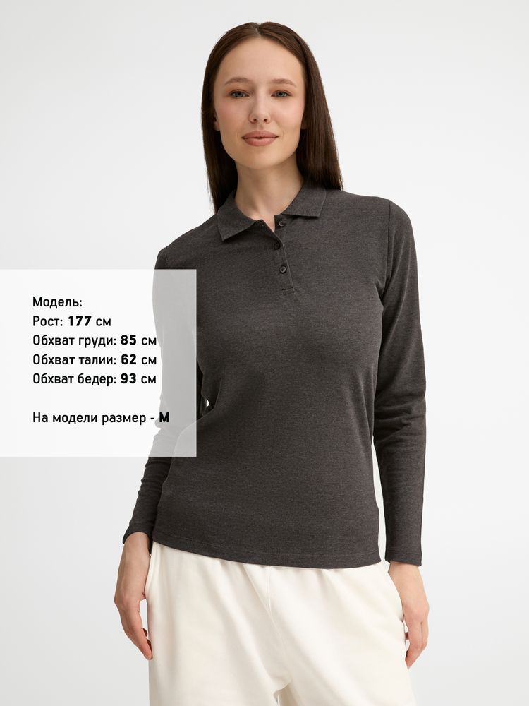 Рубашка поло женская с длинным рукавом Perfect LSL Women, черный меланж / Миниатюра модельного (1000)