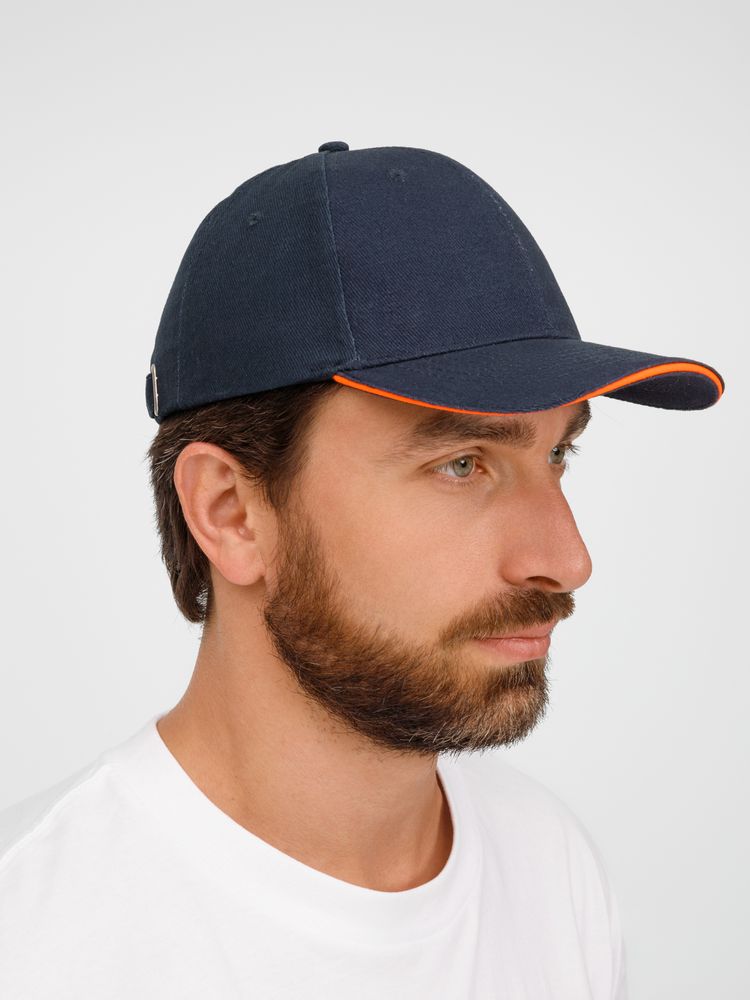 Бейсболка Buffalo, темно-синяя с неоново-оранжевым / Миниатюра модельного (1000)