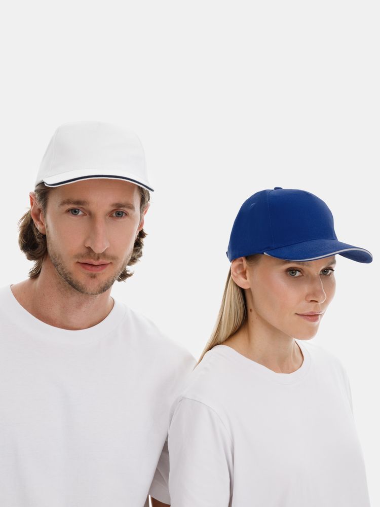 Бейсболка Long Beach, белая с темно-синим / Миниатюра модельного (1000)