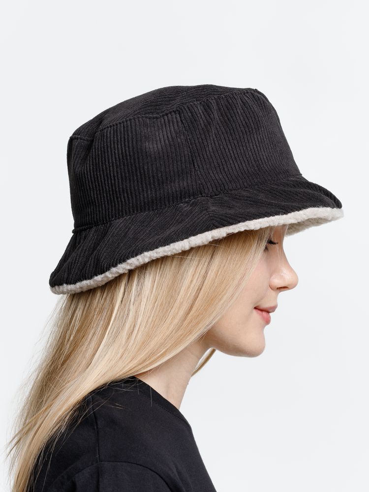 Панама Bucket двусторонняя, темно-серая с бежевым / Миниатюра модельного (1000)