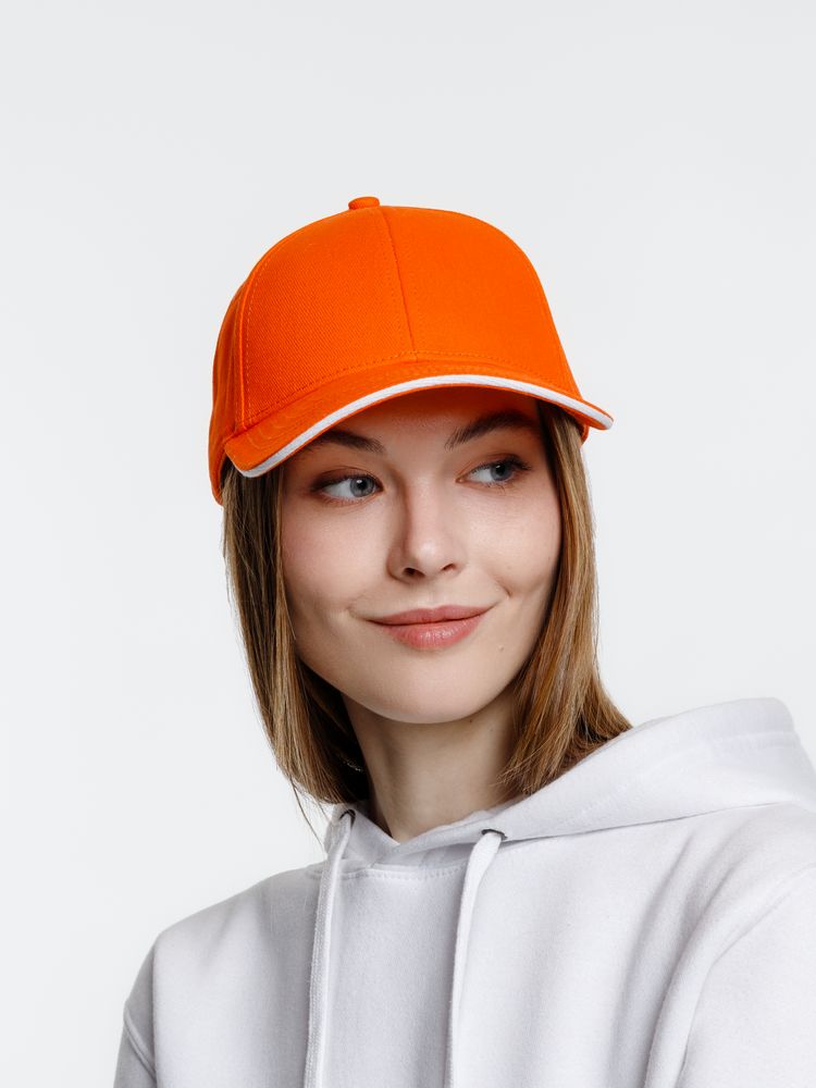 Бейсболка Spiker, оранжевая с белым / Миниатюра модельного (1000)