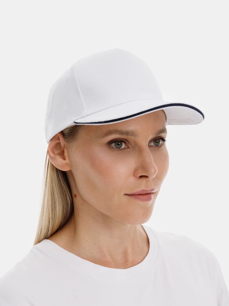 Бейсболка Long Beach, белая с темно-синим / Миниатюра модельного (1000)