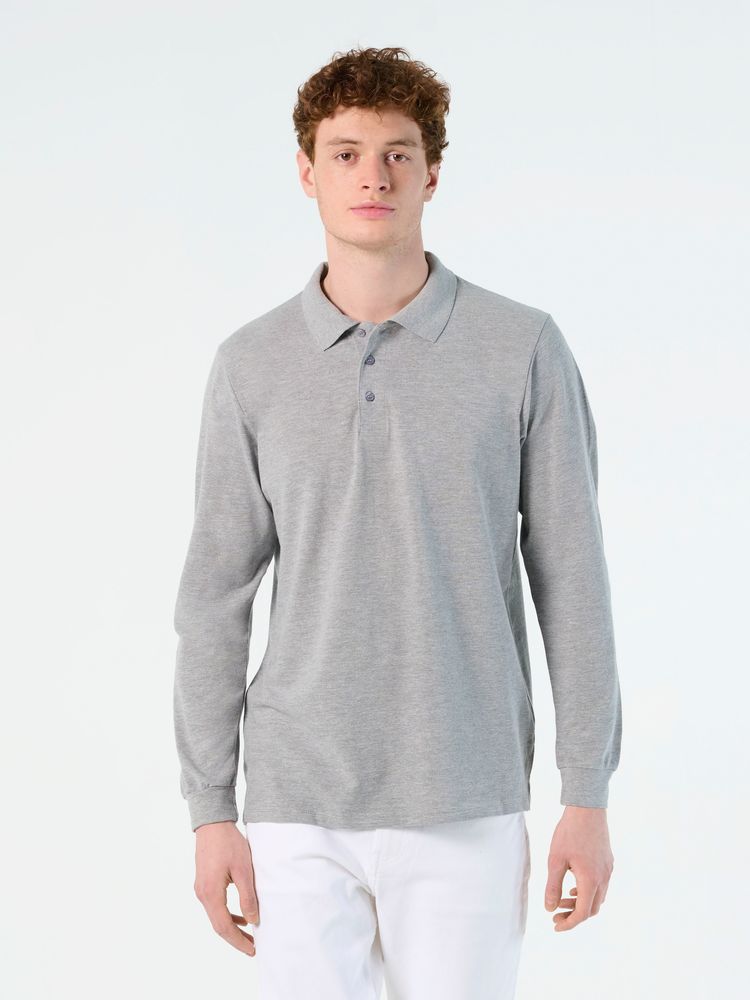 Рубашка поло мужская с длинным рукавом Star 170, серый меланж / Миниатюра имиджевого (1000)