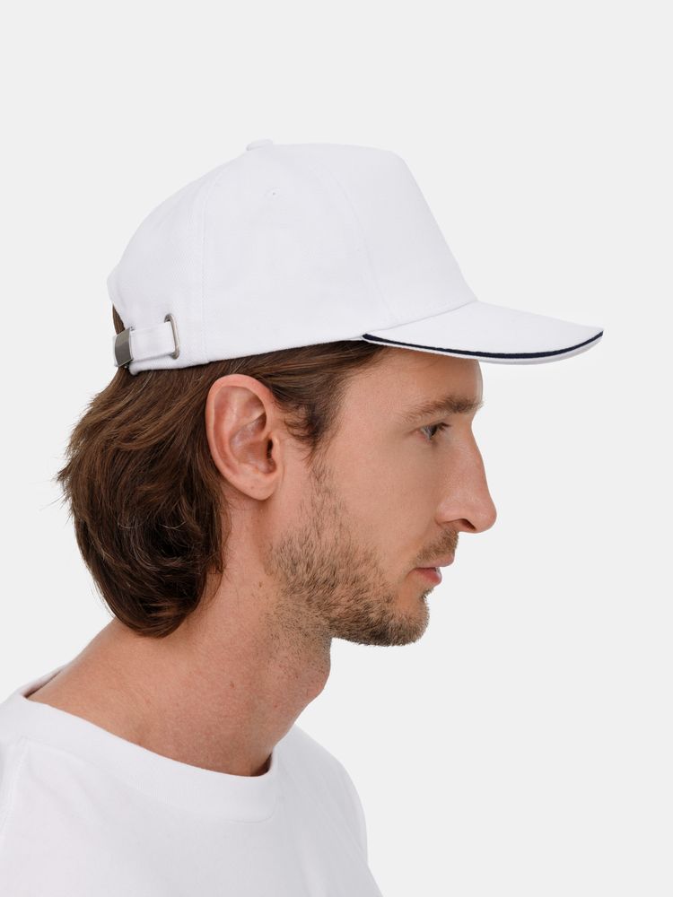 Бейсболка Long Beach, белая с темно-синим / Миниатюра модельного (1000)