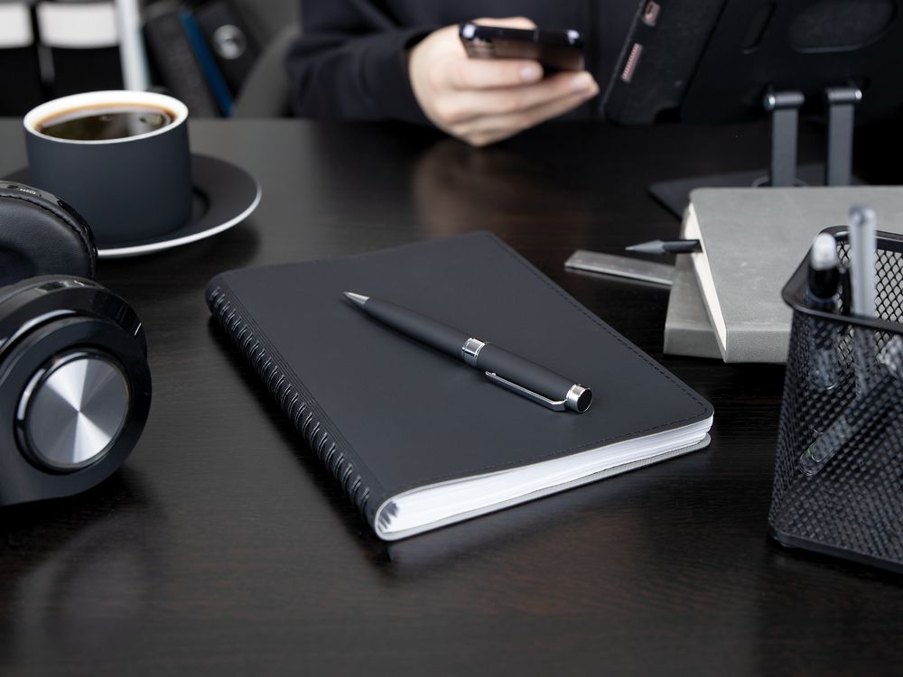 Ручка шариковая Broad Ring Soft Touch, черная / Миниатюра имиджевого (1000)