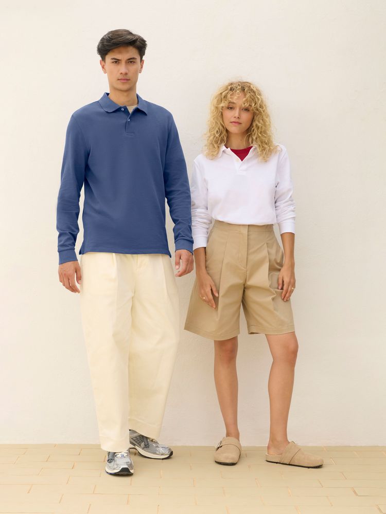 Рубашка поло унисекс с длинным рукавом Pacific LSL, темно-серая (графит) / Миниатюра модельного (1000)