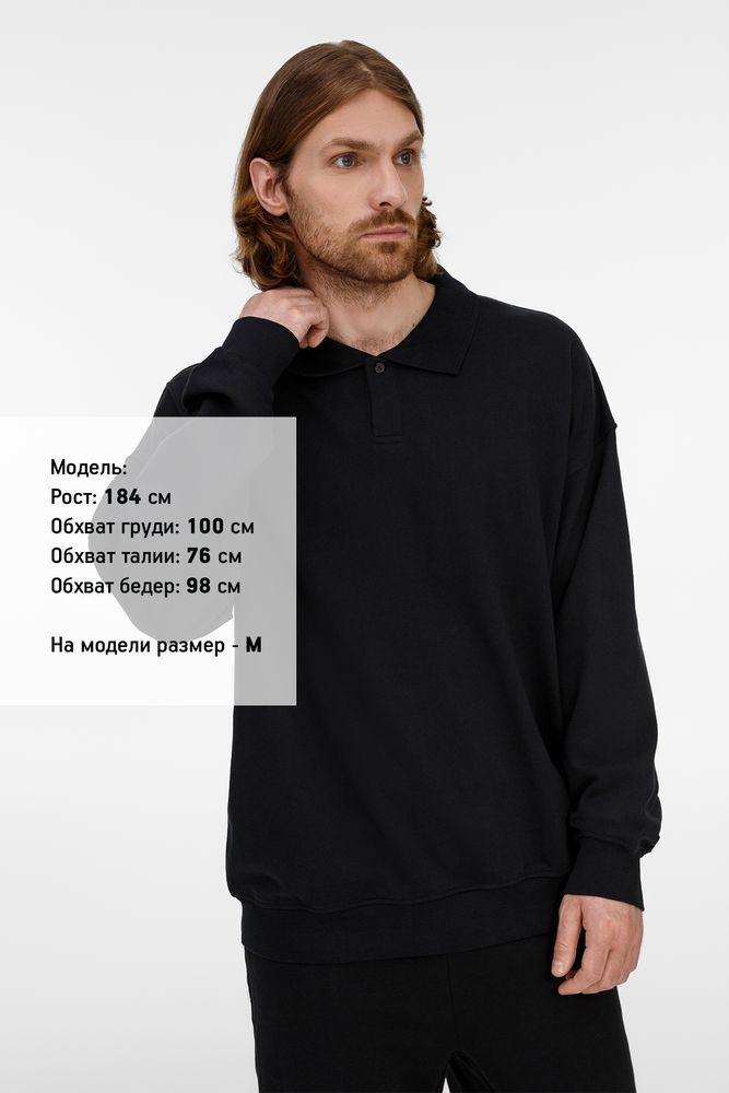 Свитшот оверсайз унисекс S6, черный / Миниатюра модельного (1000)