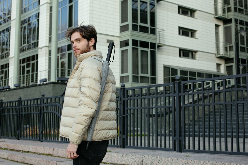 Зонт-трость rainVestment, светло-серый меланж / Миниатюра WWW (1000)