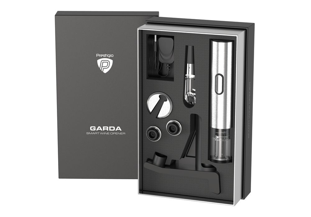 Винный набор с электрическим штопором Garda, серебристый / Миниатюра WWW (1000)