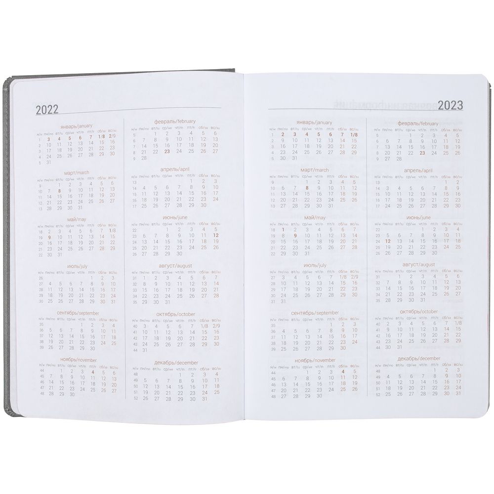 Ежедневник Spain, недатированный, серый с красным / Миниатюра WWW (1000)