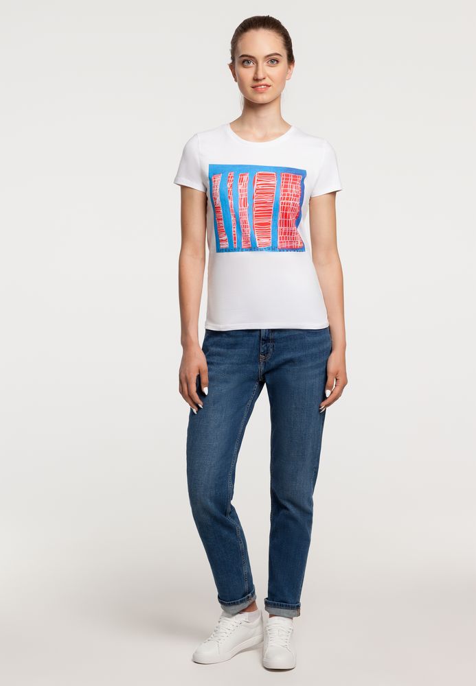 Футболка женская «Небоскребы», белая / Миниатюра WWW (1000)