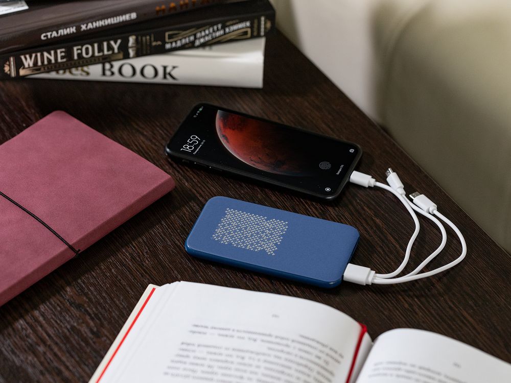 Аккумулятор с подсветкой Big Data, 5000 мАч, синий / Миниатюра WWW (1000)