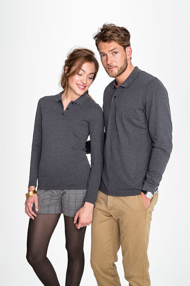 Рубашка поло женская с длинным рукавом Perfect LSL Women, серый меланж / Миниатюра WWW (1000)