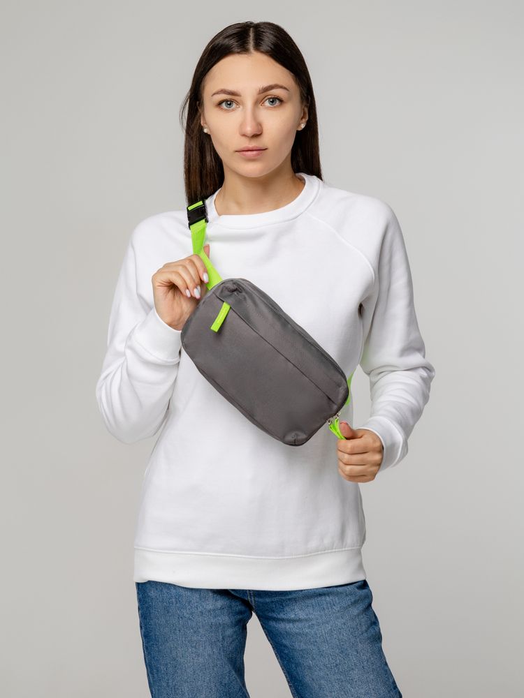Поясная сумка Sensa, серая с салатовым / Миниатюра WWW (1000)