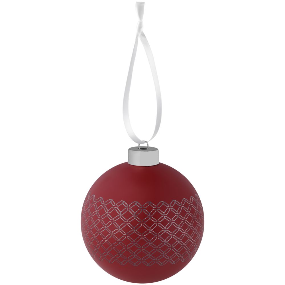 Елочный шар Queen с лентой, 10 см, красный / Миниатюра WWW (1000)