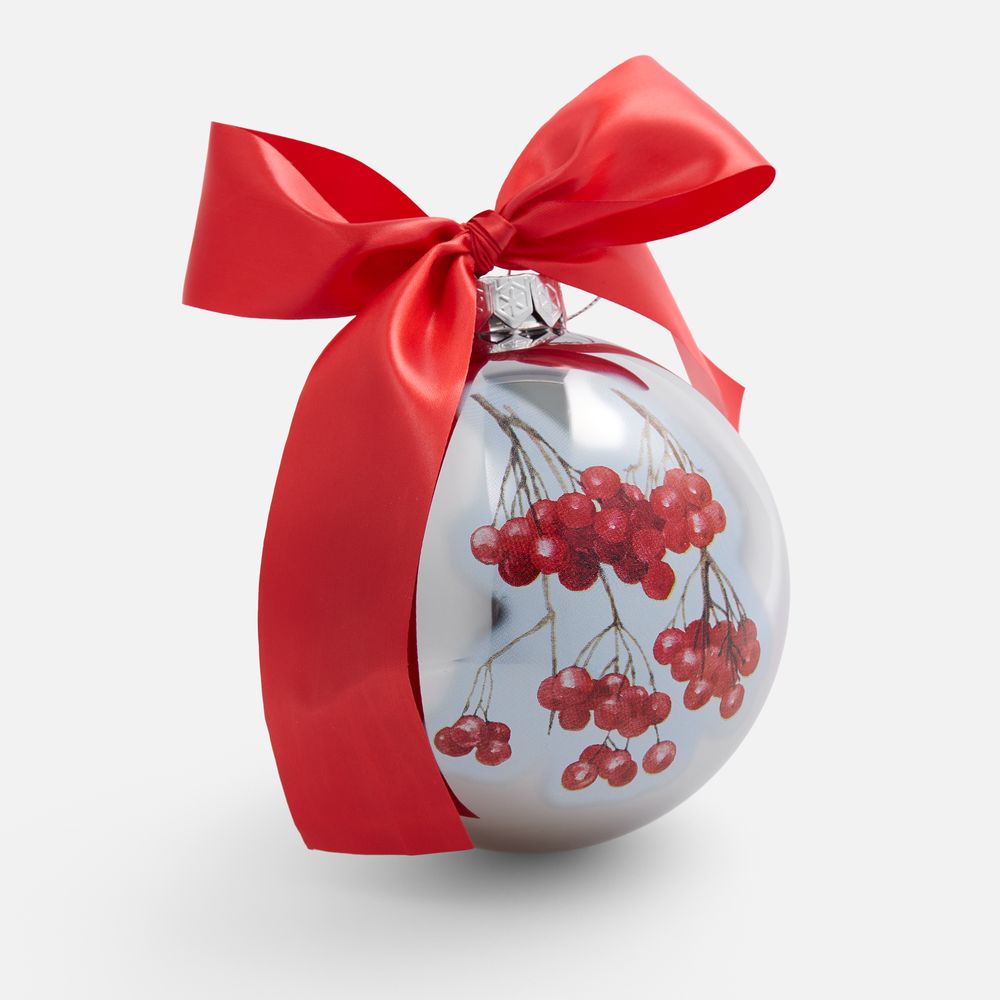 Елочный шар Finery Gloss, 10 см, глянцевый серебристый / Миниатюра WWW (1000)