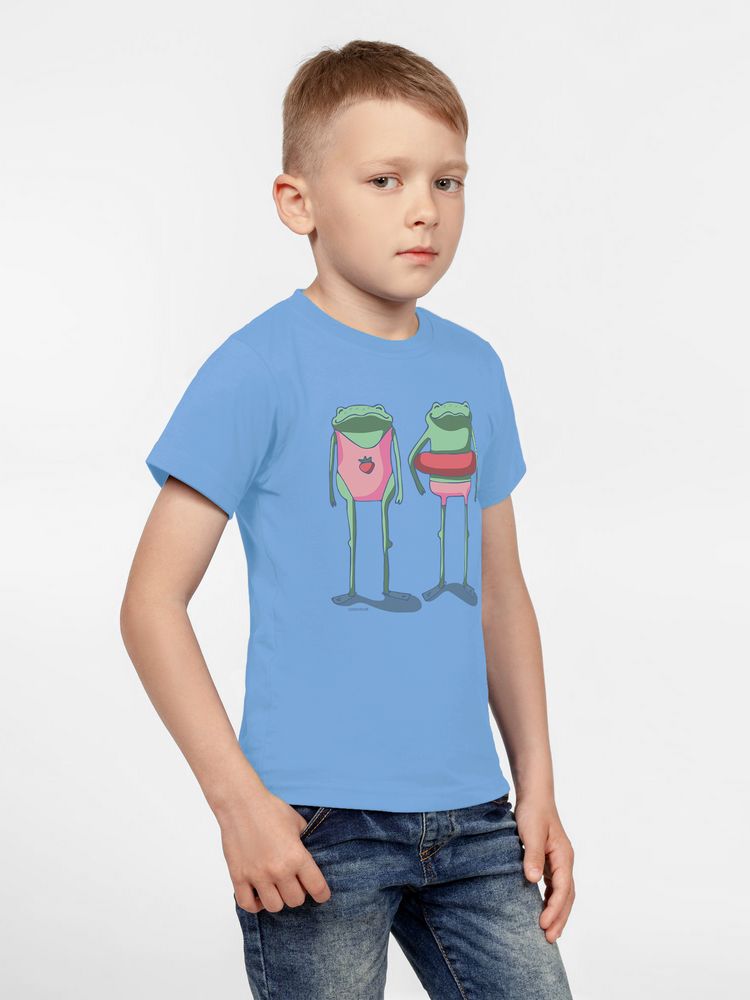 Футболка детская «Лягушата на пляже», голубая / Миниатюра WWW (1000)