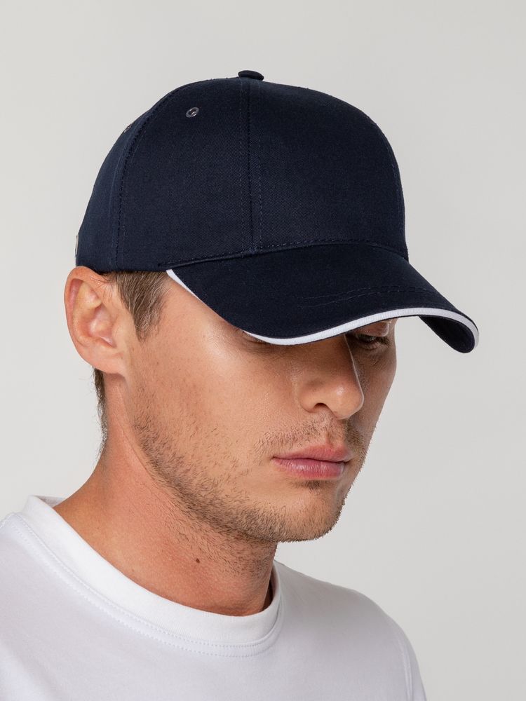 Бейсболка Canopy, темно-синяя с белым кантом / Миниатюра WWW (1000)