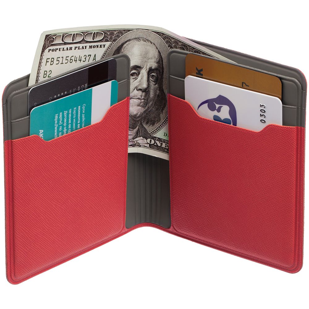 Картхолдер с отделением для купюр Dual, красный / Миниатюра WWW (1000)