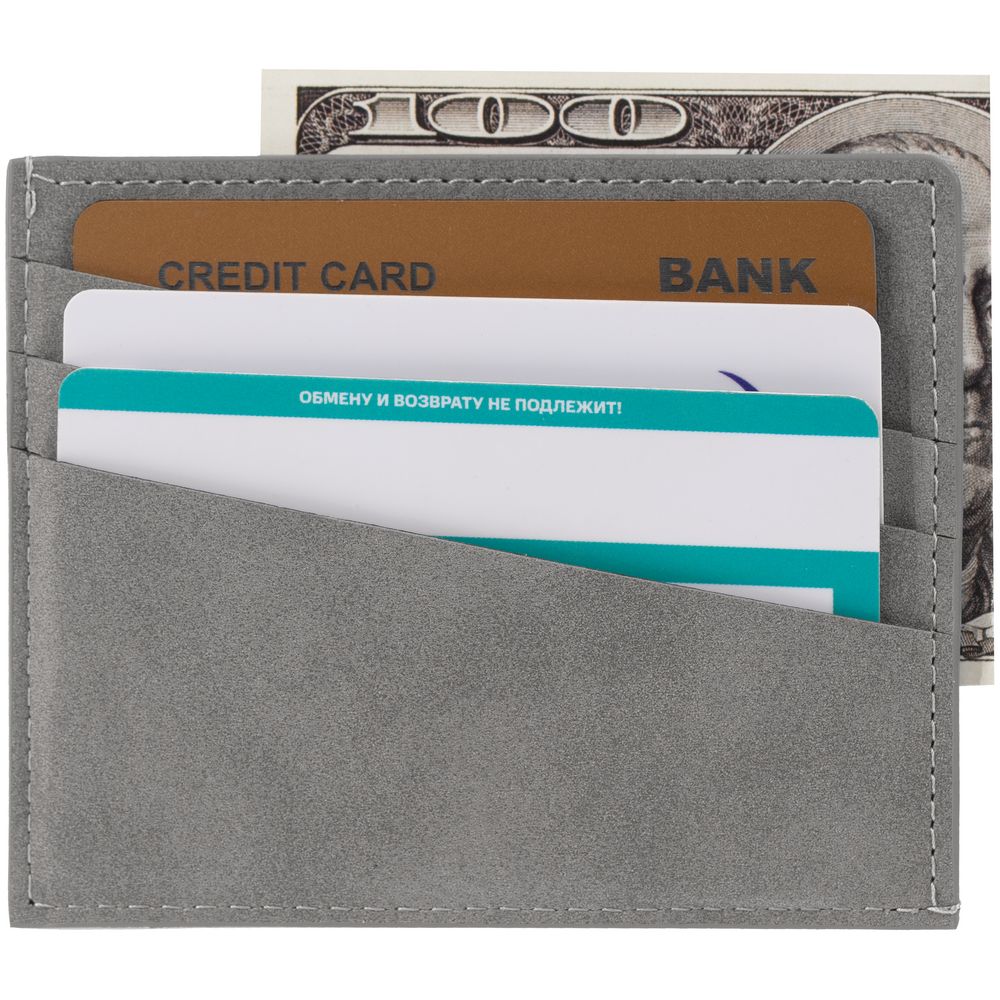 Чехол для карточек Nubuk, светло-серый / Миниатюра WWW (1000)