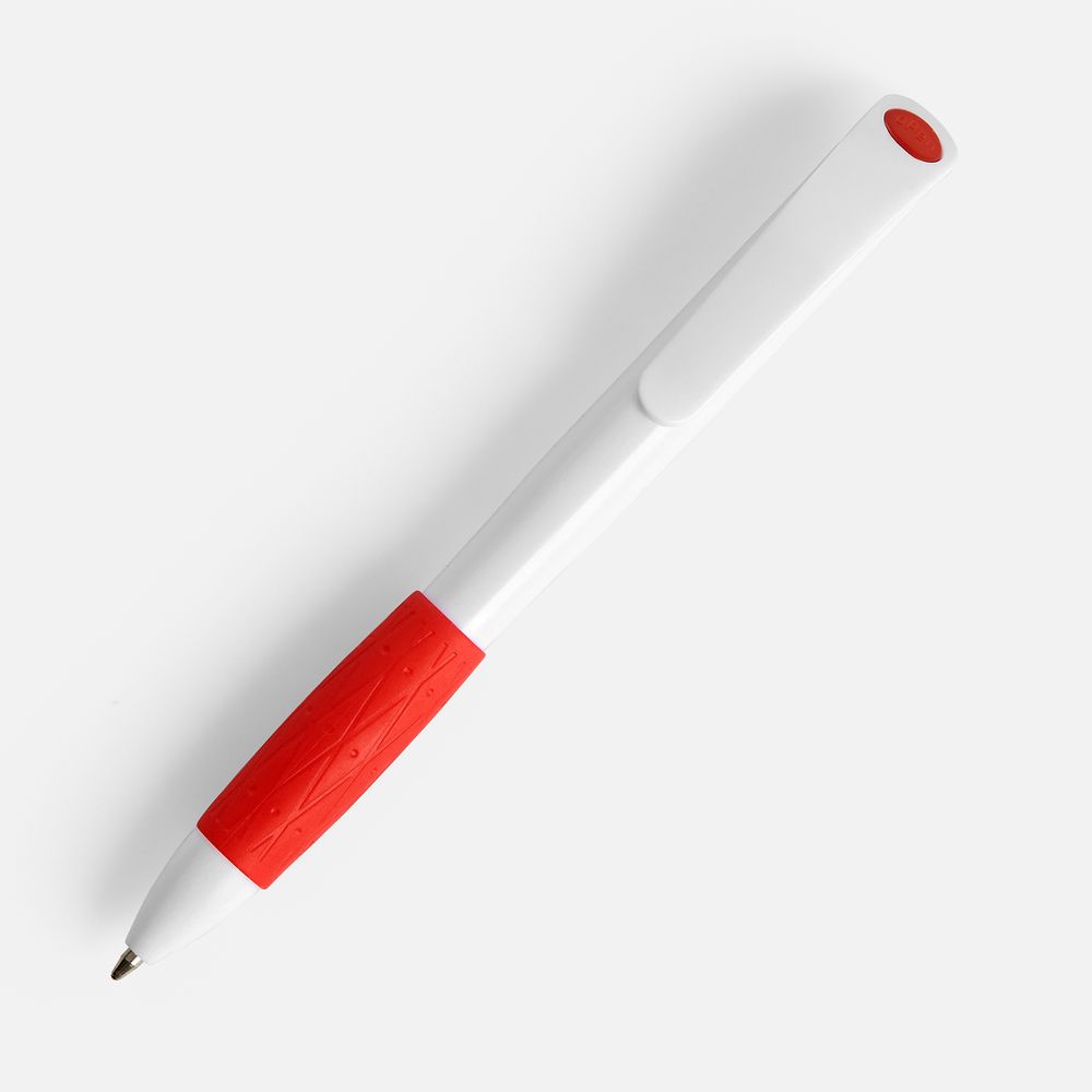 Ручка шариковая Grip, белая с красным / Миниатюра WWW (1000)
