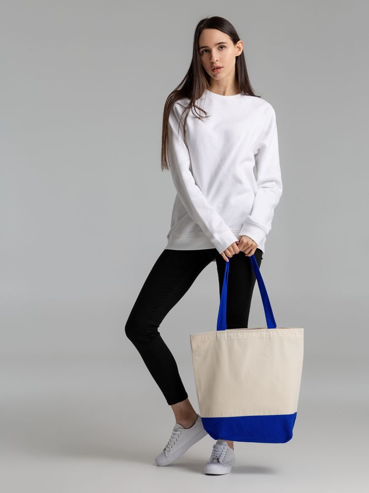 Сумка для покупок на молнии Shopaholic Zip, неокрашенная с синим / Миниатюра WWW (1000)