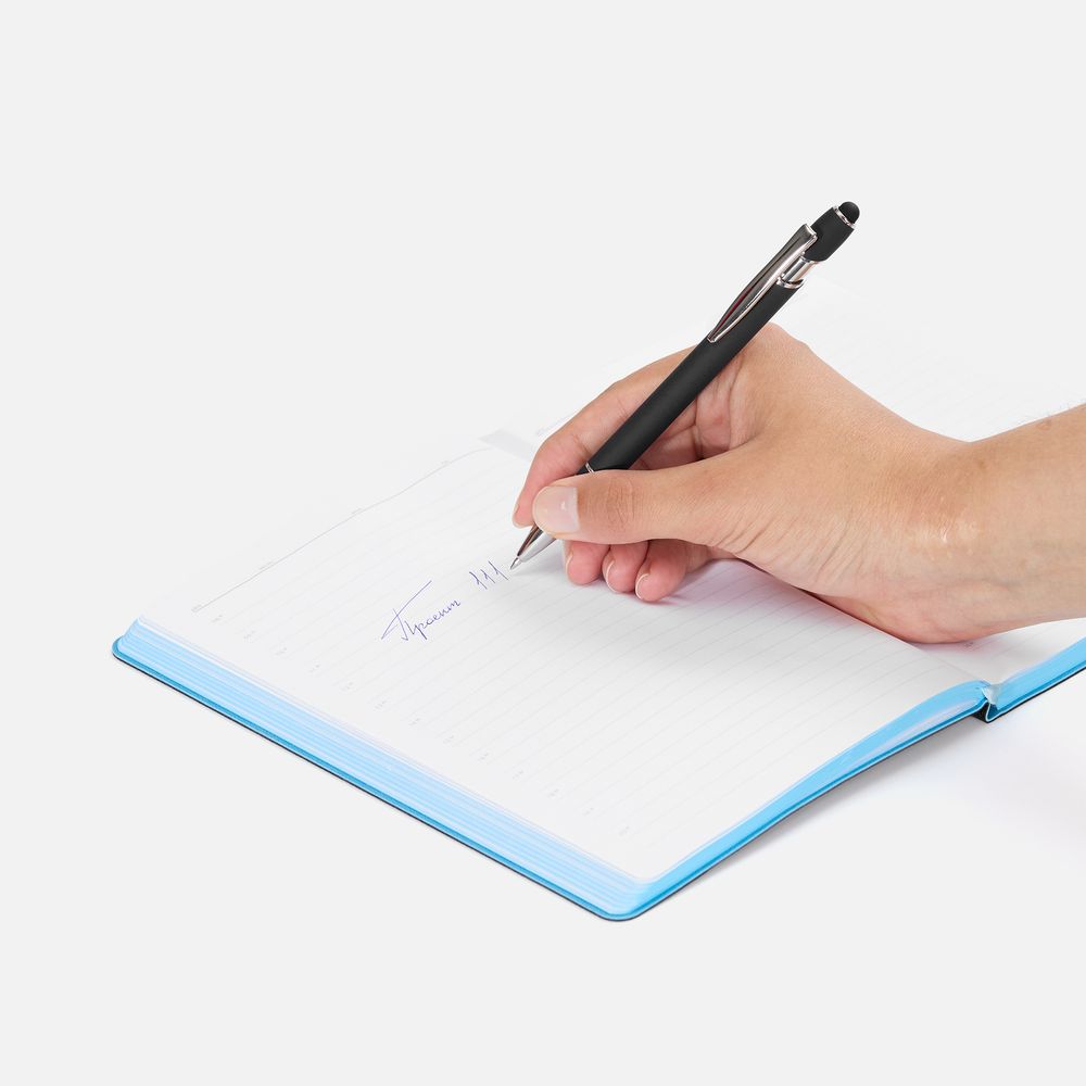 Ручка шариковая Pointer Soft Touch со стилусом, черная / Миниатюра WWW (1000)