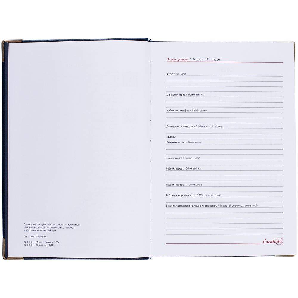 Ежедневник Lugo, датированный, синий / Миниатюра WWW (1000)