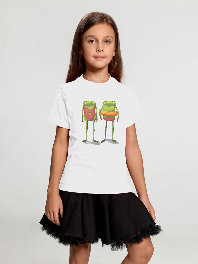 Футболка детская «Лягушата на пляже», белая / Миниатюра WWW (1000)