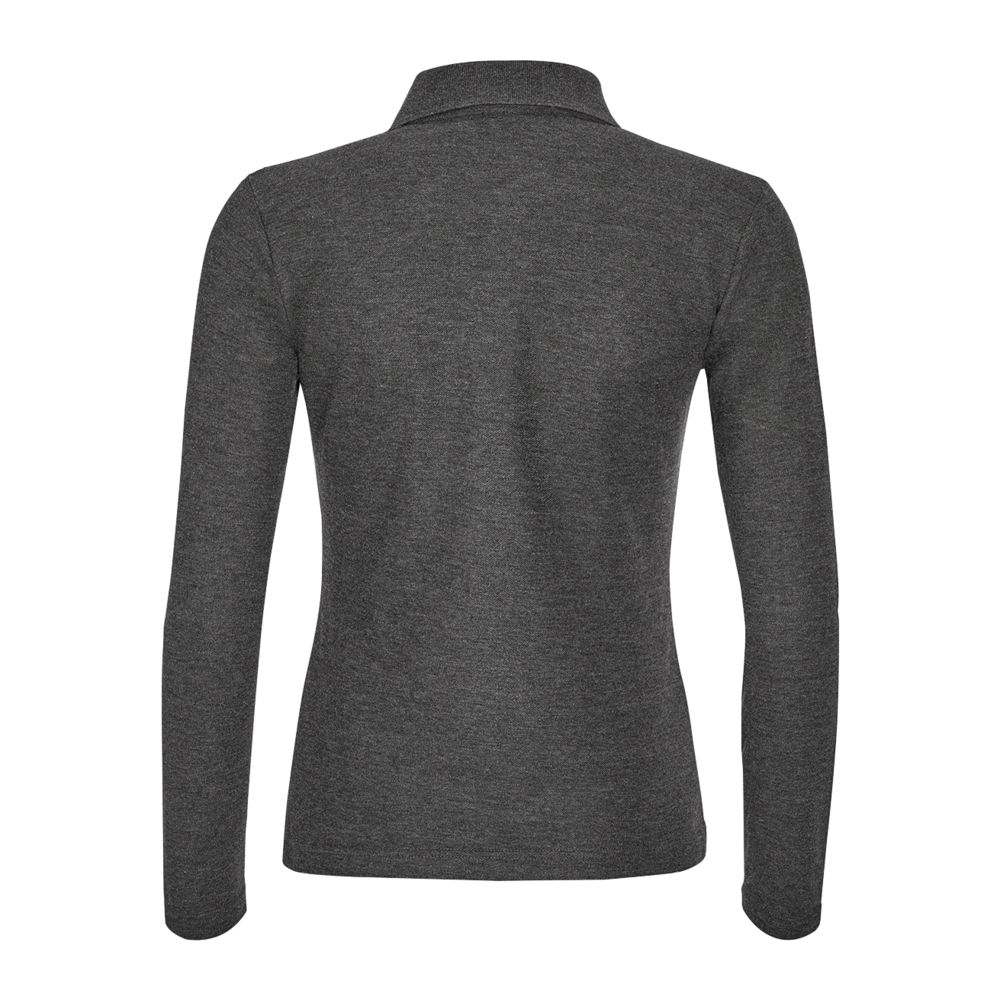 Рубашка поло женская с длинным рукавом Podium черный меланж / Миниатюра WWW (1000)