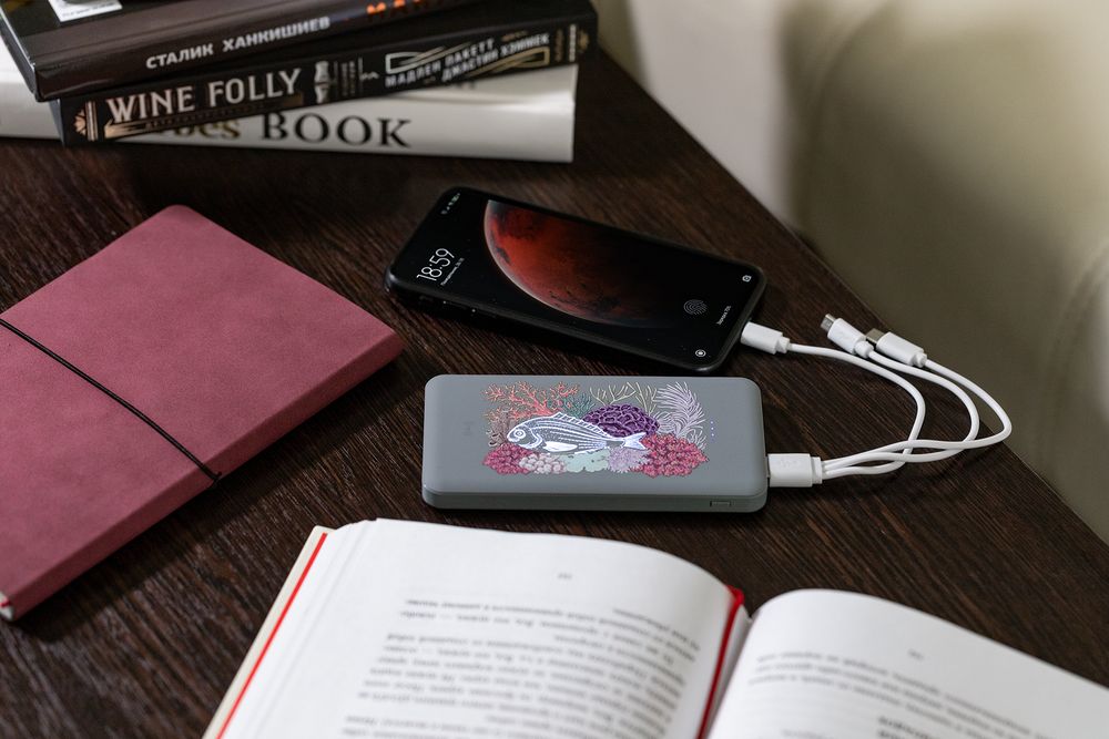 Аккумулятор с беспроводной зарядкой markBright Urban, 6000 мАч, серый / Миниатюра WWW (1000)