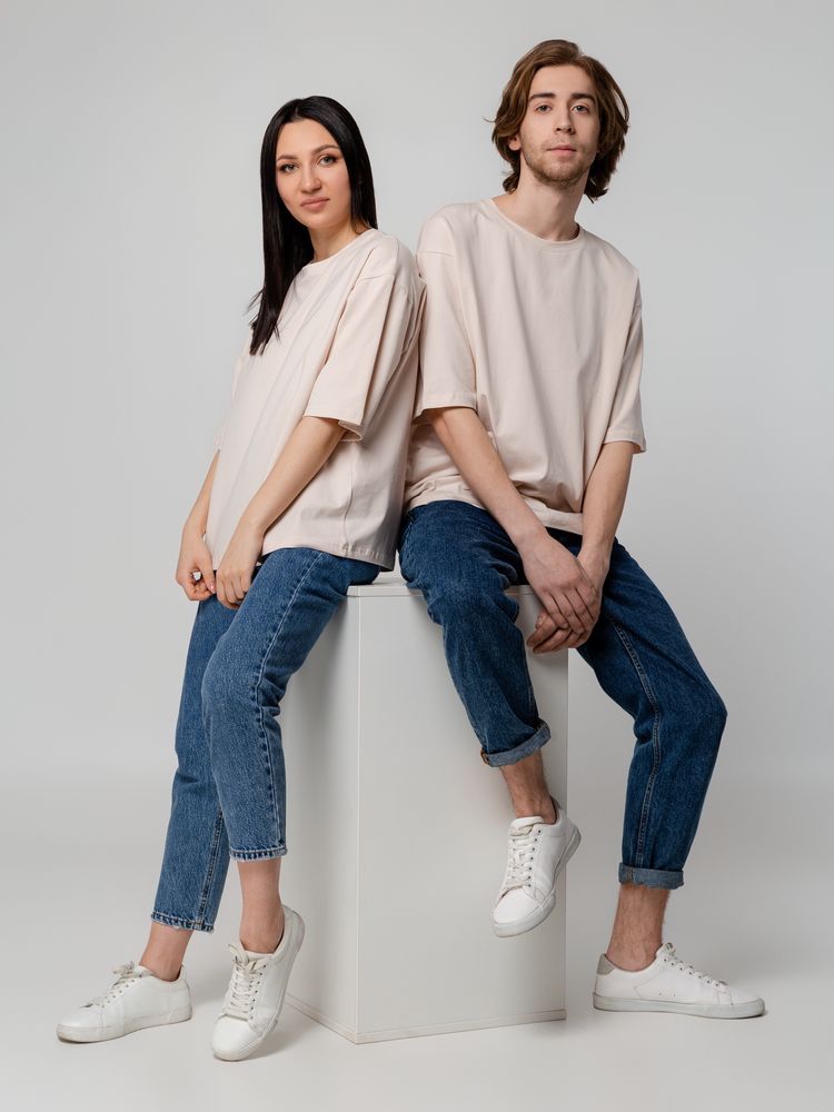 Футболка унисекс оверсайз Street Vibes, бежевая / Миниатюра WWW (1000)