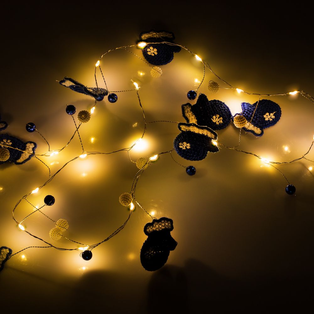 Гирлянда Merry Mittens, синяя / Миниатюра WWW (1000)