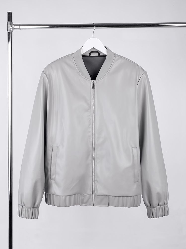 Бомбер из искусственной кожи Univer, серый / Миниатюра WWW (1000)